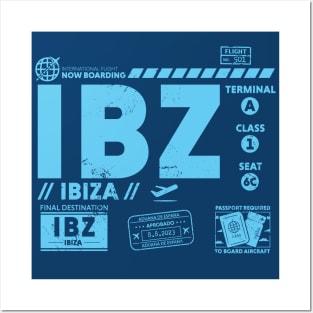 Vintage Ibiza IBZ Airport Code Travel Day Retro Travel Tag Spain Posters and Art